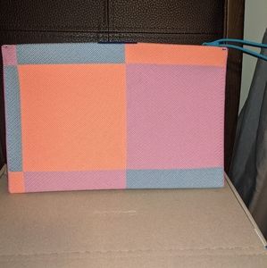 Rothy's Big Pink Check Essential Pouch EUC